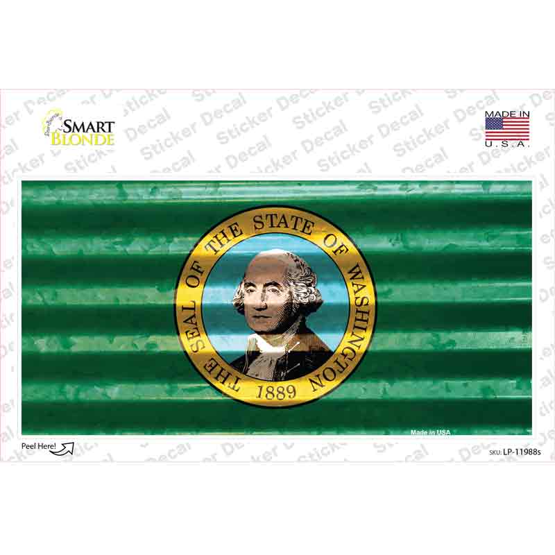 Washington Corrugated Flag Novelty Sticker Decal