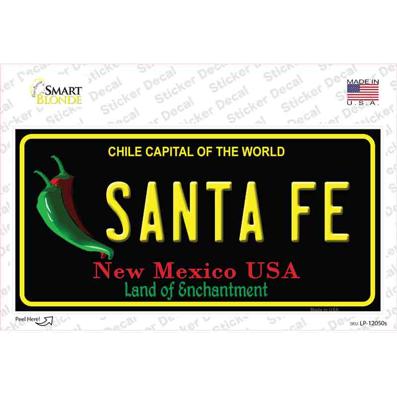 Santa Fe Black New Mexico Novelty Sticker Decal