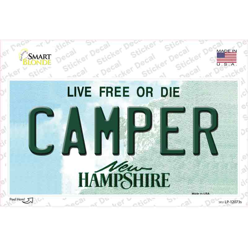 Camper New Hampshire State Novelty Sticker Decal