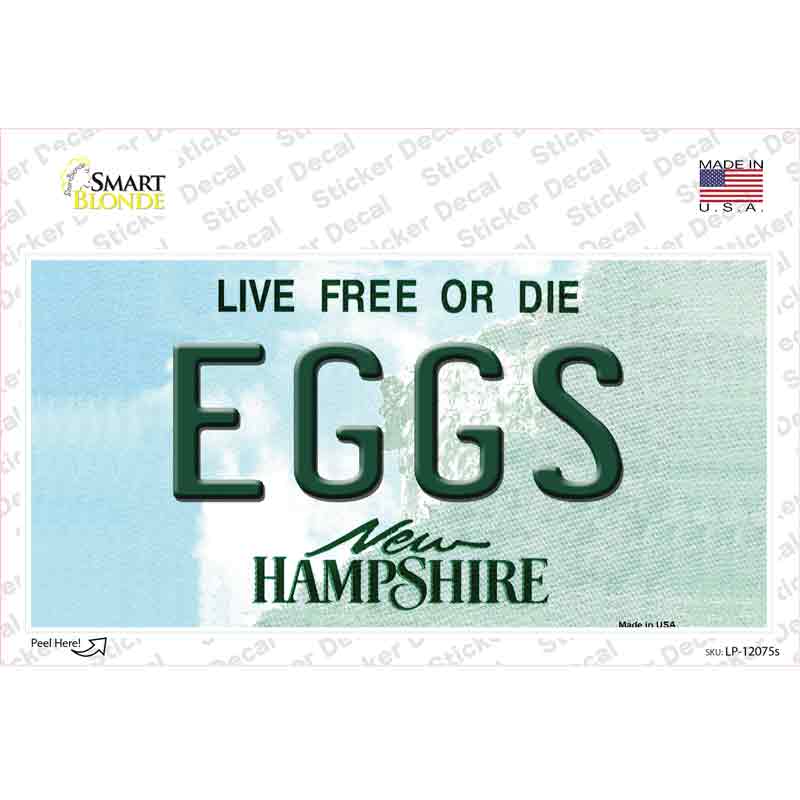 Eggs New Hampshire State Novelty Sticker Decal
