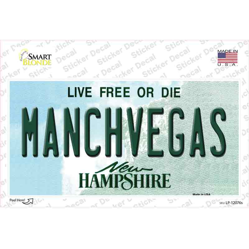 Manchvegas New Hampshire State Novelty Sticker Decal