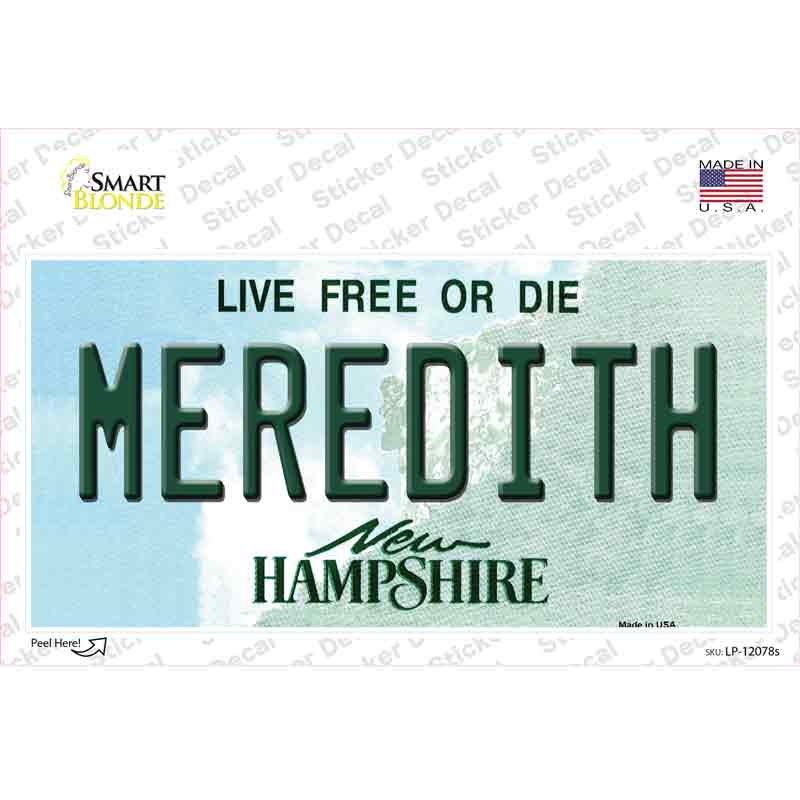 Meredith New Hampshire State Novelty Sticker Decal