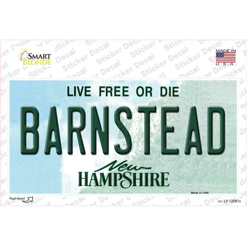 Barnstead New Hampshire State Novelty Sticker Decal