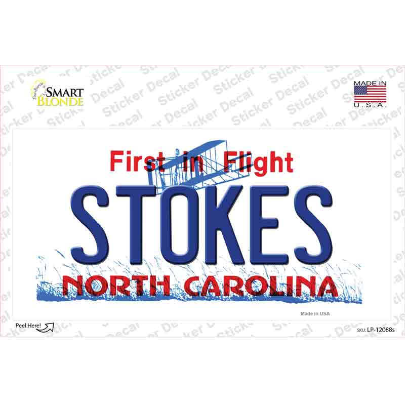 Stokes North Carolina State Novelty Sticker Decal