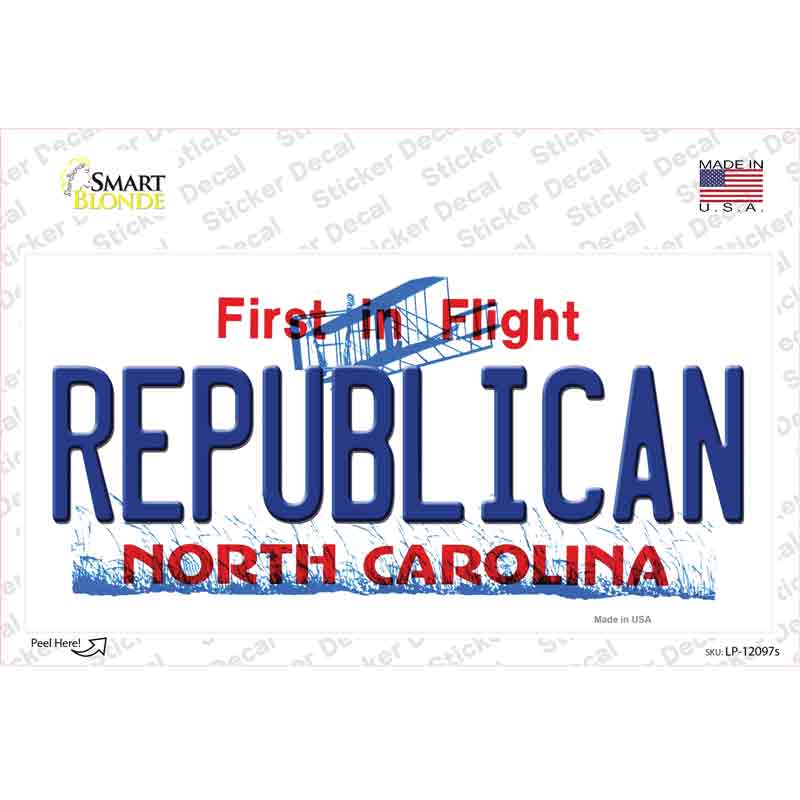 Republican North Carolina State Novelty Sticker Decal