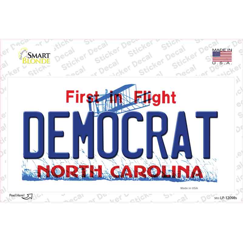 Democrat North Carolina State Novelty Sticker Decal
