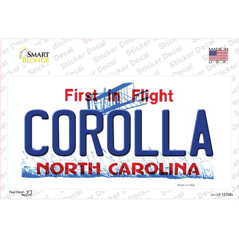 Corolla North Carolina State Novelty Sticker Decal