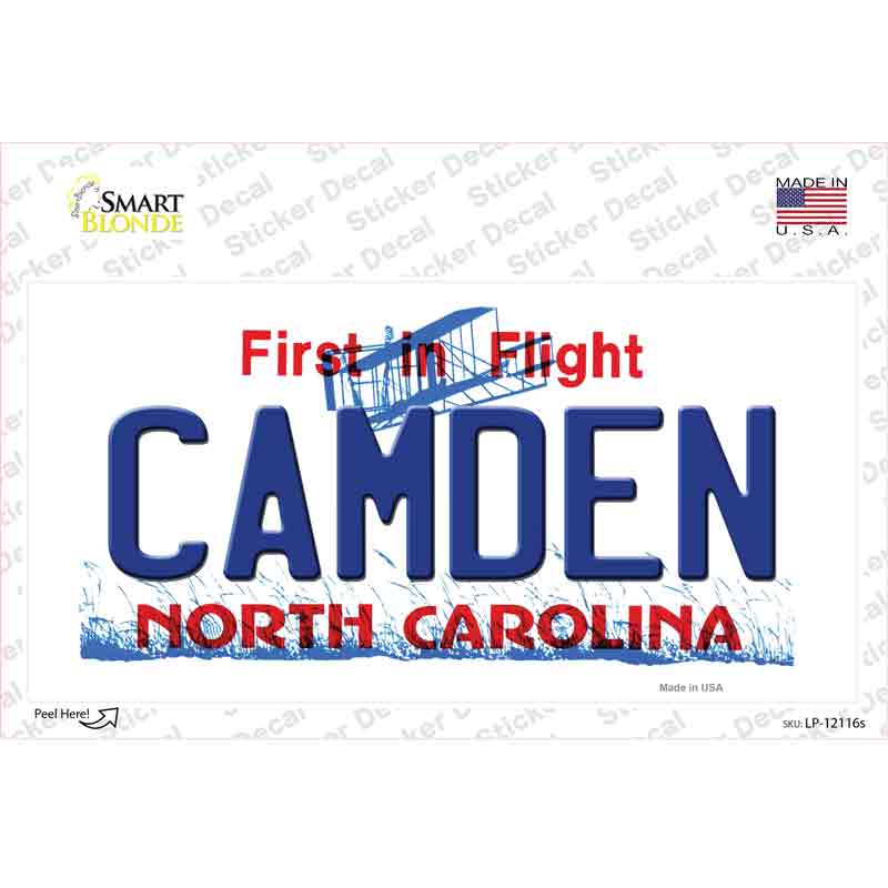 Camden North Carolina State Novelty Sticker Decal