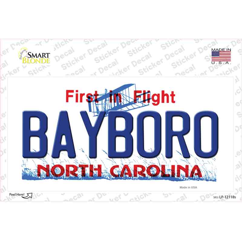 Bayboro North Carolina State Novelty Sticker Decal