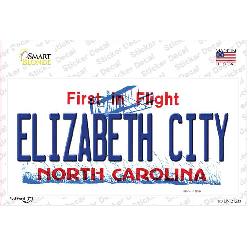Elizabeth City North Carolina State Novelty Sticker Decal
