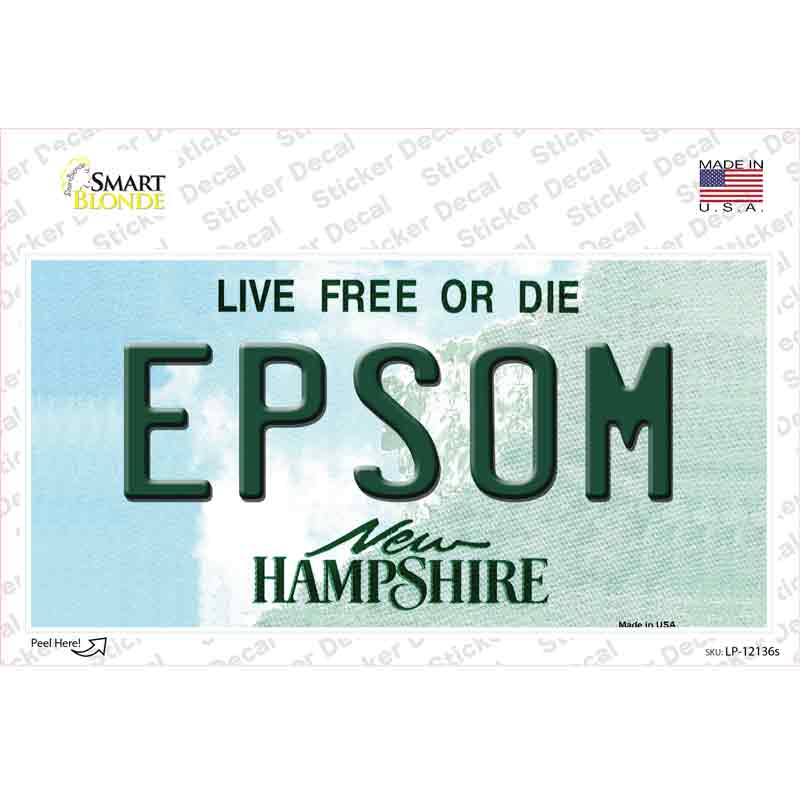 Epsom New Hampshire Novelty Sticker Decal