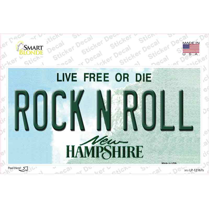 Rock N Roll New Hampshire Novelty Sticker Decal