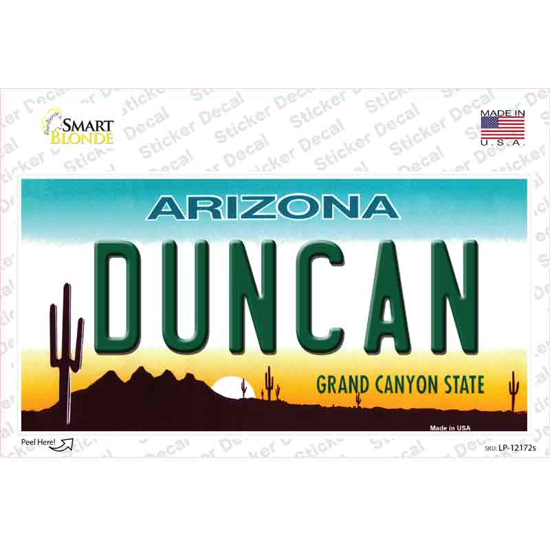 Duncan Arizona Novelty Sticker Decal