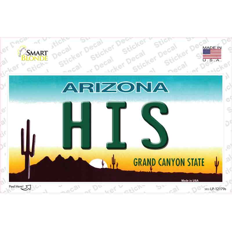 His Arizona Novelty Sticker Decal