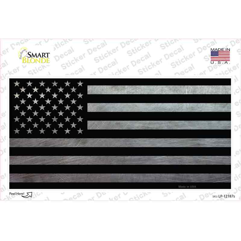 American Flag Black and Gray Novelty Sticker Decal
