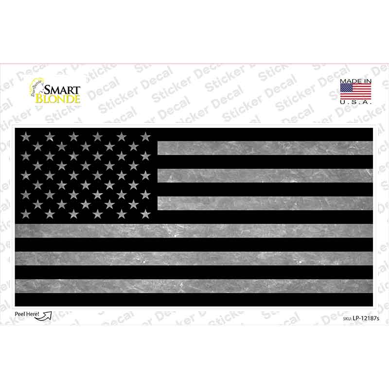 American Flag Black and Gray Novelty Sticker Decal