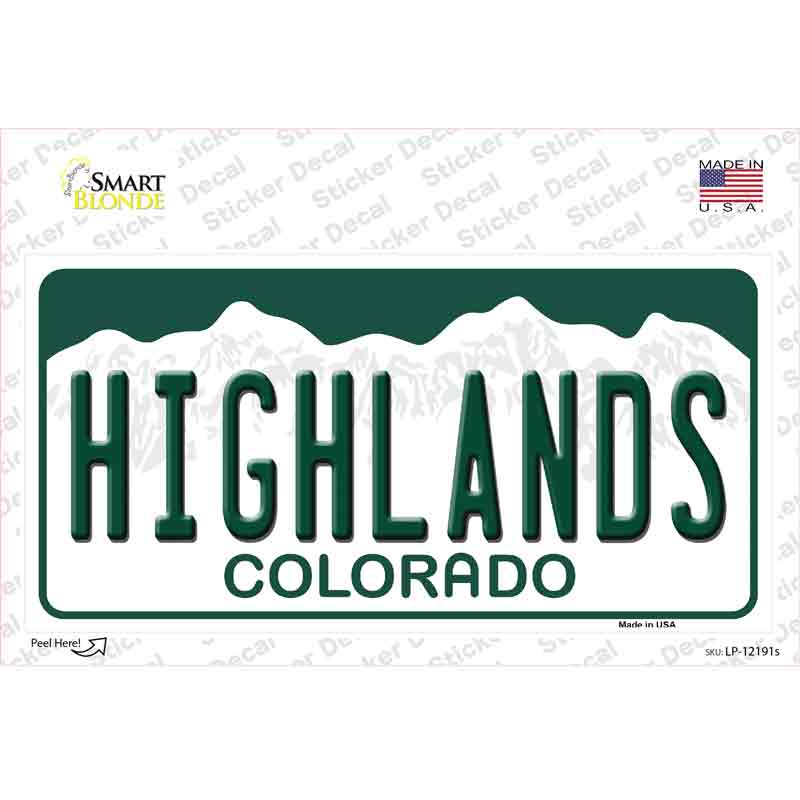 Highlands Colorado Novelty Sticker Decal