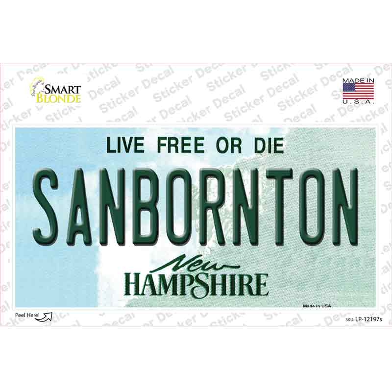 Sanbornton New Hampshire Novelty Sticker Decal