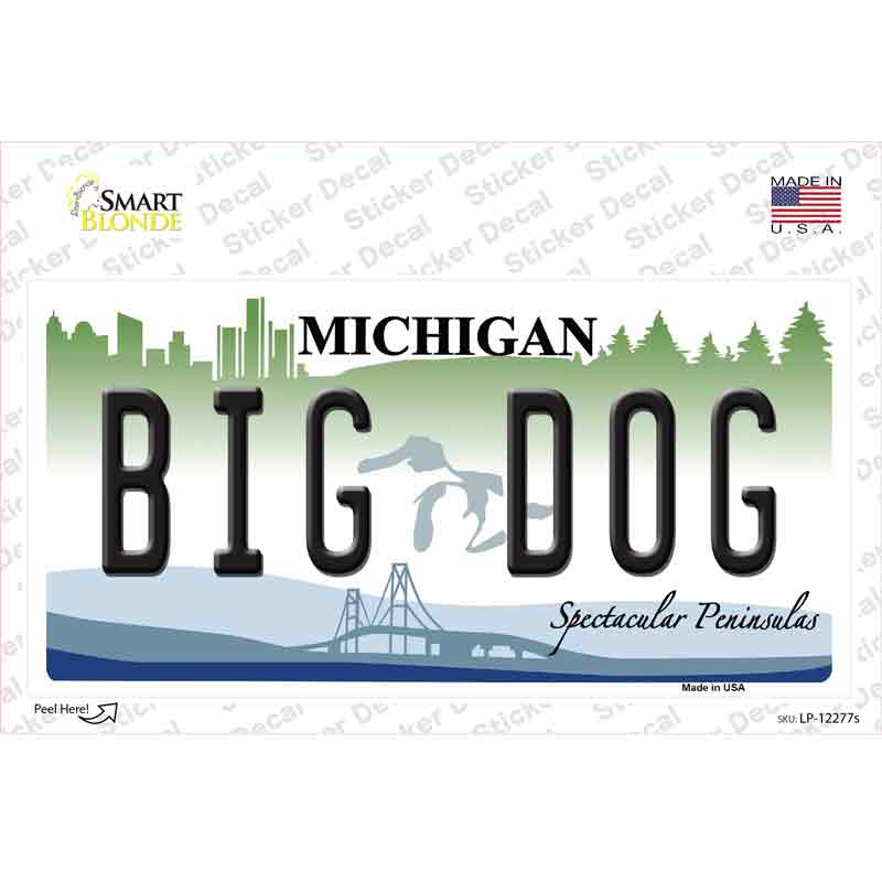 Michigan Big Dog Novelty Sticker Decal