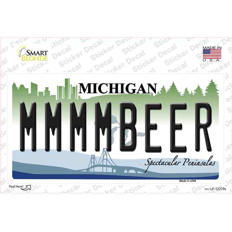 Michigan MMMMBeer Novelty Sticker Decal