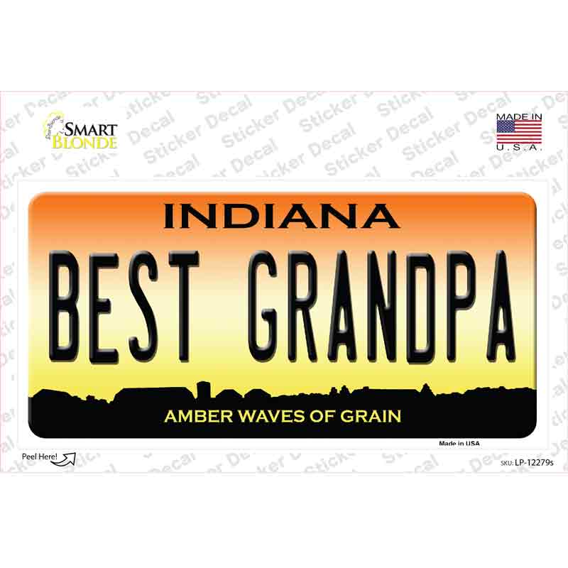 Best Grandpa Indiana Novelty Sticker Decal