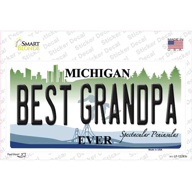 Michigan Best Grandpa Novelty Sticker Decal