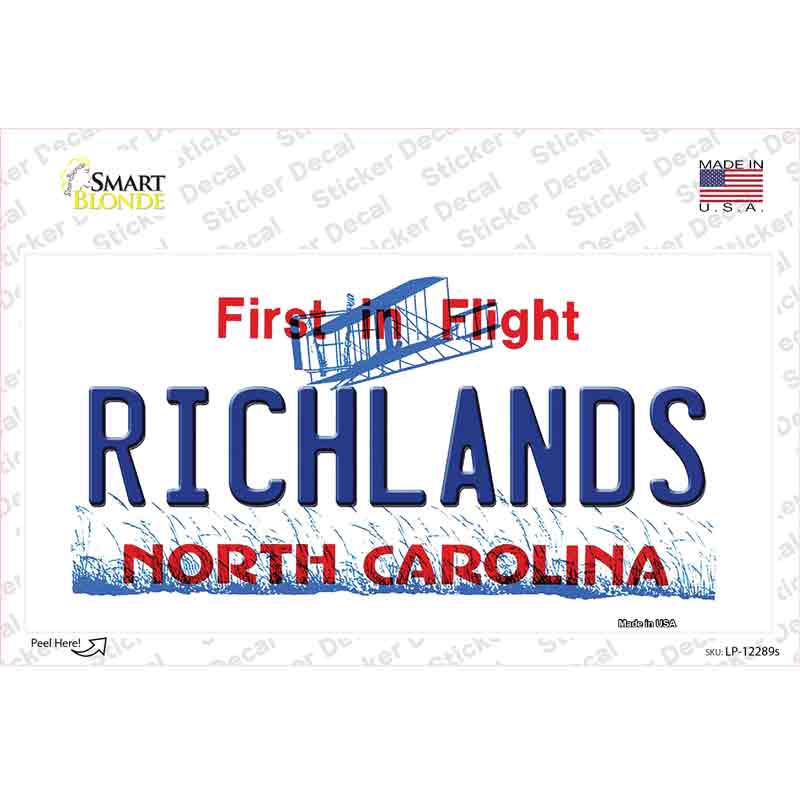 North Carolina Richlands Novelty Sticker Decal
