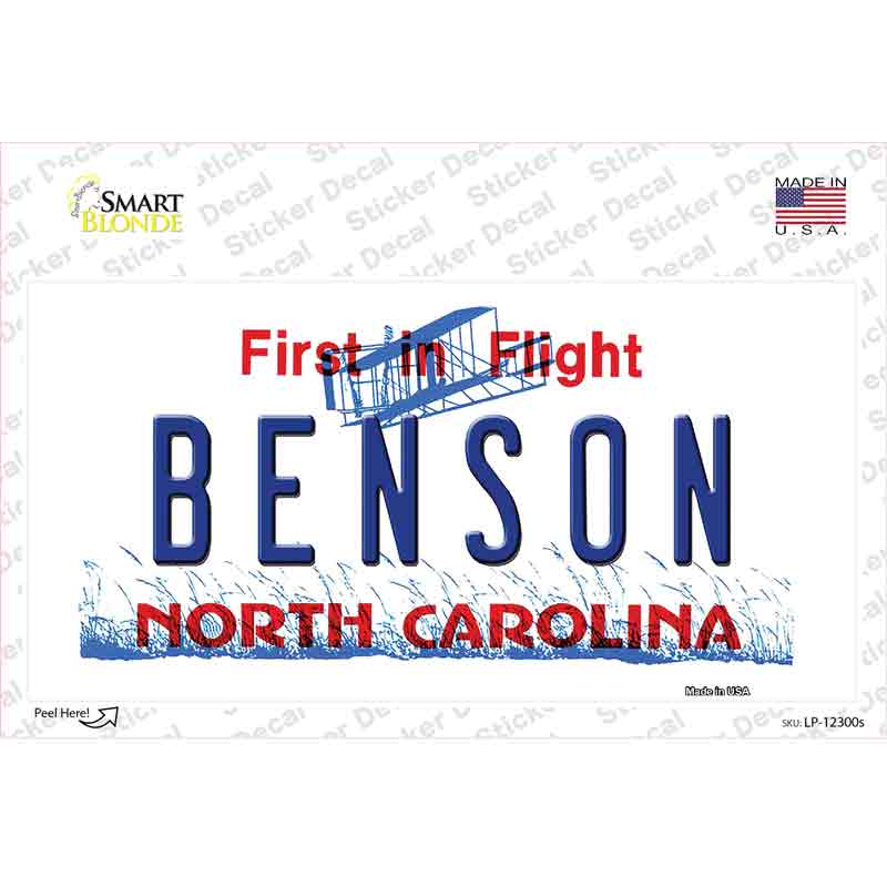 North Carolina Benson Novelty Sticker Decal