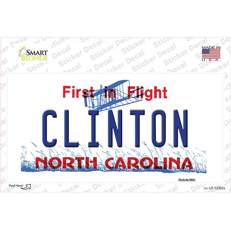 North Carolina Clinton Novelty Sticker Decal