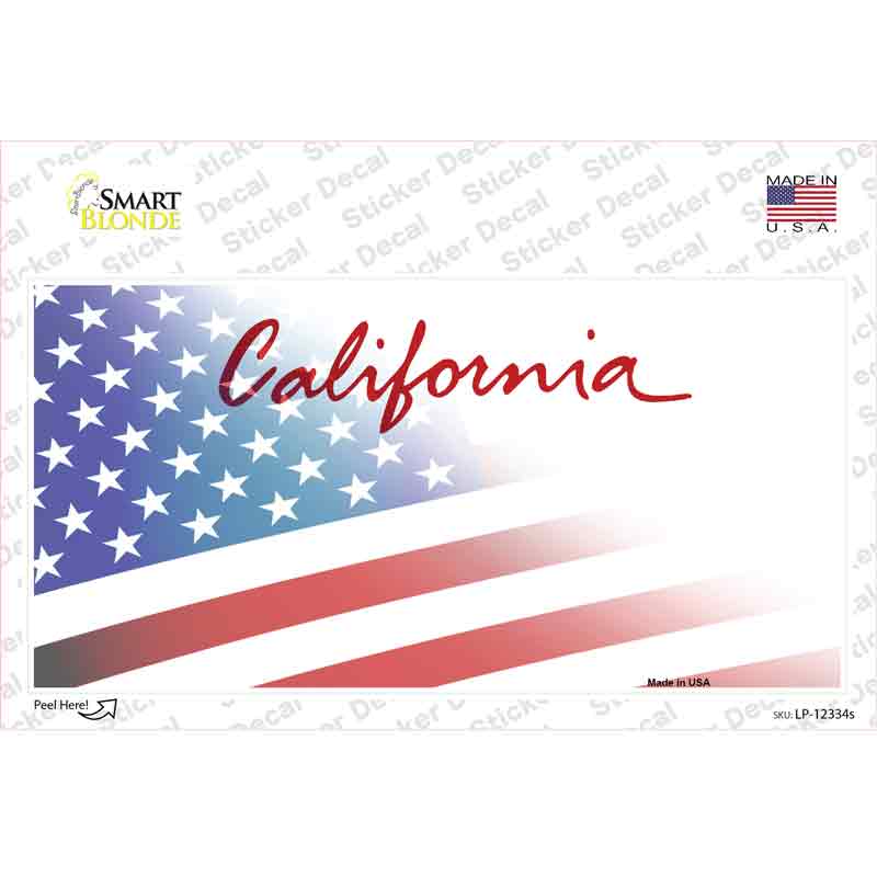 California American Flag Novelty Sticker Decal