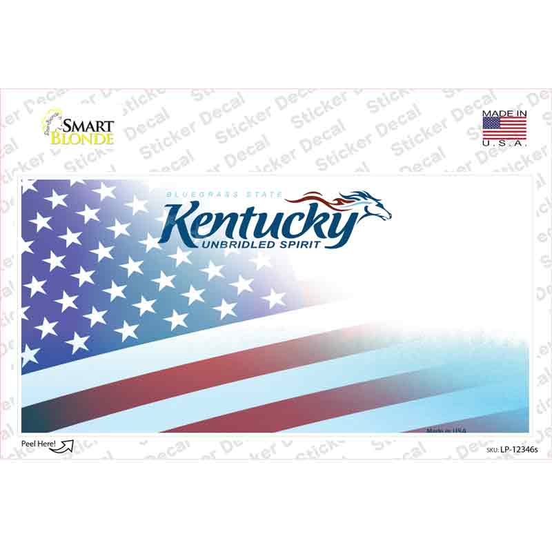 Kentucky with American Flag Novelty Sticker Decal