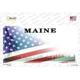 Maine with American Flag Novelty Sticker Decal