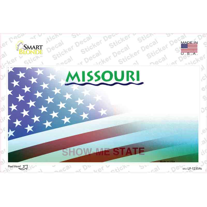 Missouri with American Flag Novelty Sticker Decal