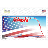 Nebraska with American Flag Novelty Sticker Decal