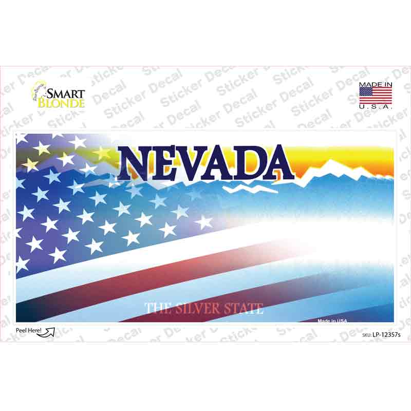 Nevada with American Flag Novelty Sticker Decal