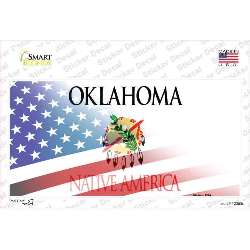 Oklahoma with American Flag Novelty Sticker Decal