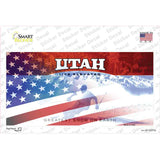 Utah with American Flag Novelty Sticker Decal
