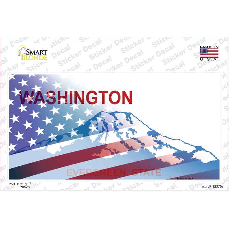 Washington with American Flag Novelty Sticker Decal