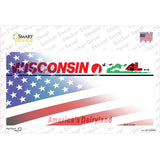 Wisconsin with American Flag Novelty Sticker Decal