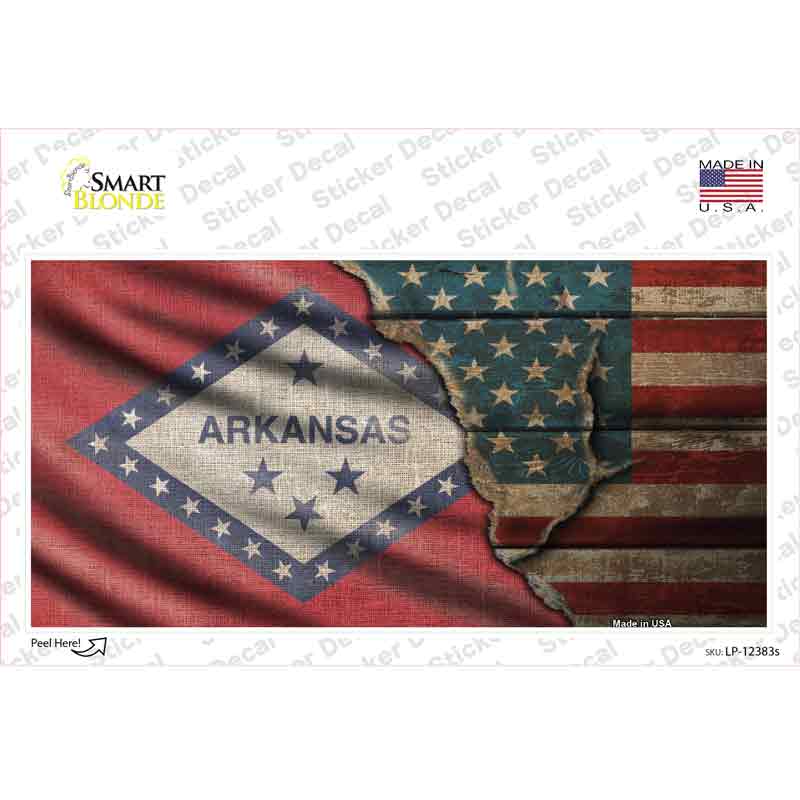 Arkansas/American Flag Novelty Sticker Decal