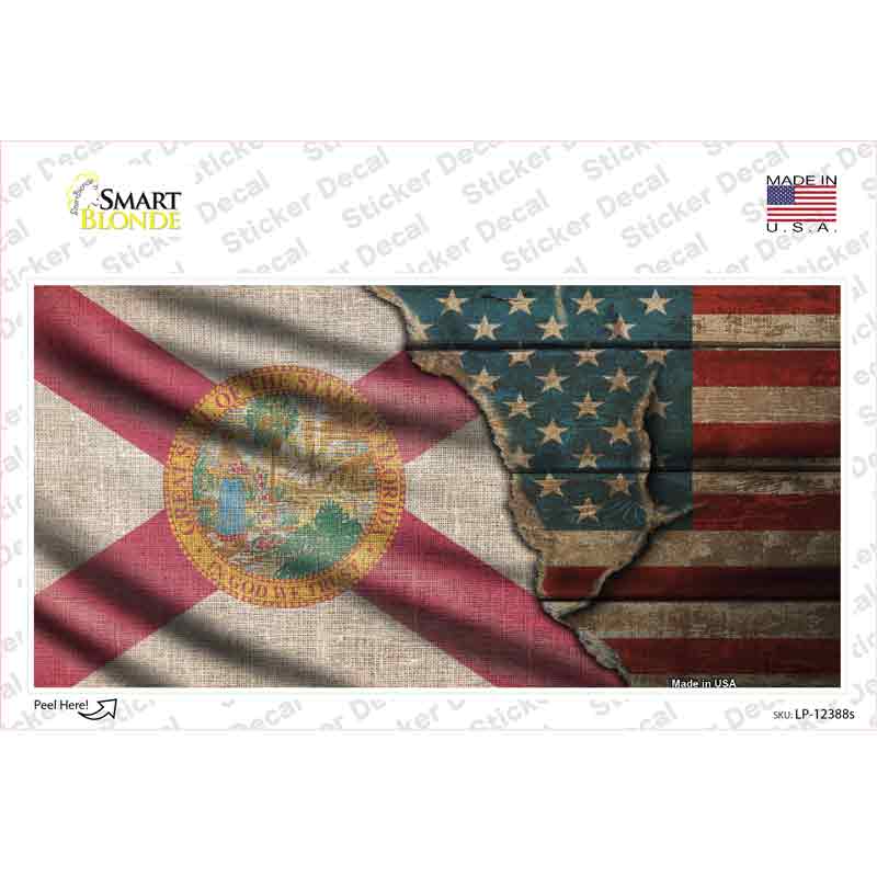 Florida/American Flag Novelty Sticker Decal