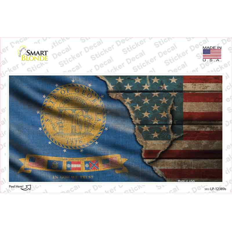 Georgia/American Flag Novelty Sticker Decal