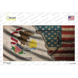 Illinois/American Flag Novelty Sticker Decal