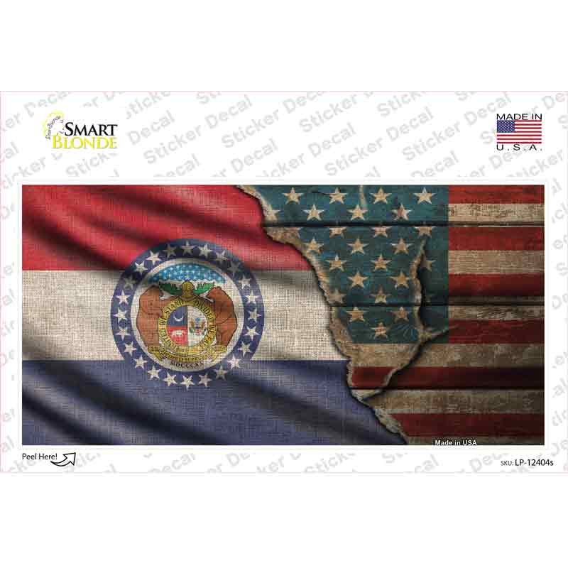 Missouri/American Flag Novelty Sticker Decal