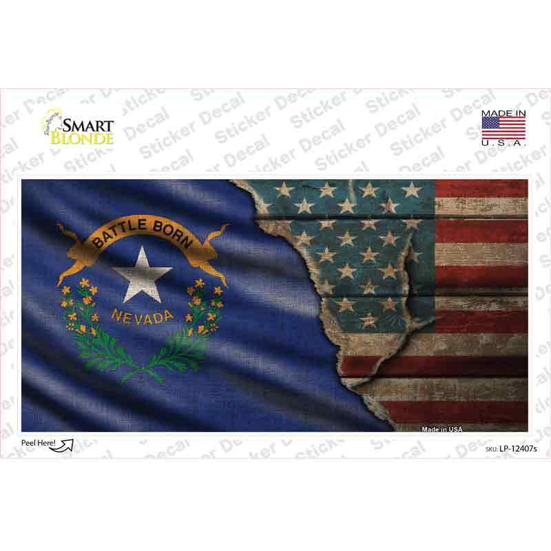 Nevada/American Flag Novelty Sticker Decal