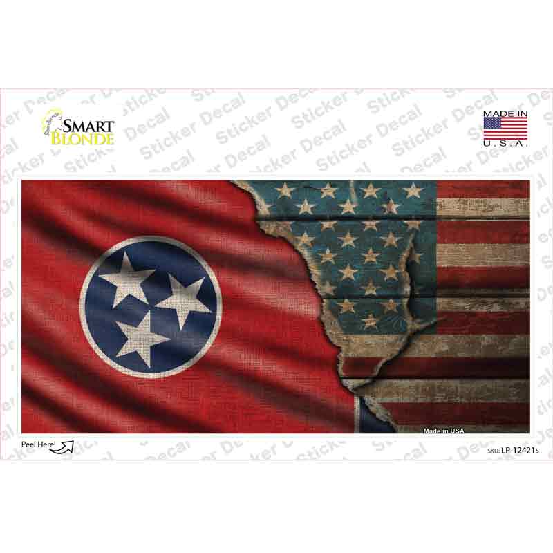 Tennessee/American Flag Novelty Sticker Decal