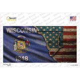Wisconsin/American Flag Novelty Sticker Decal