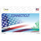 Connecticut Half American Flag Novelty Sticker Decal