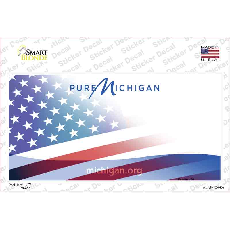 Pure Michigan American Flag Novelty Sticker Decal