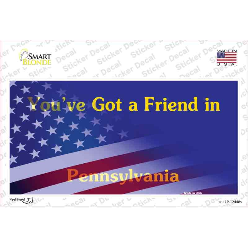 Pennsylvania Half American Flag Novelty Sticker Decal